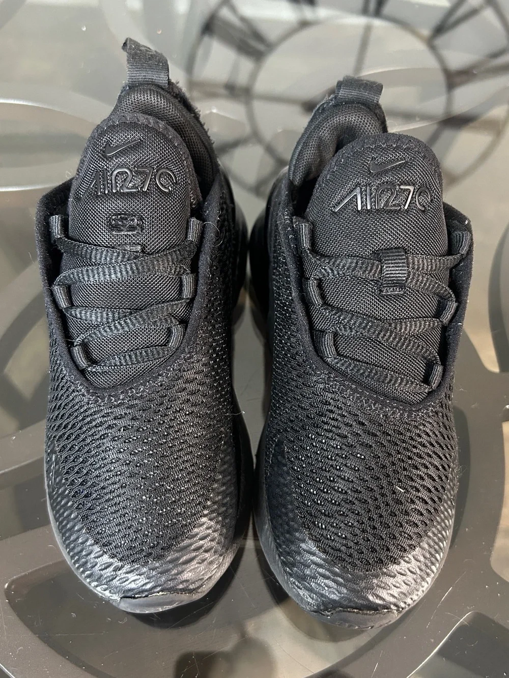 NIKE Air Max 270 Triple Black Kids Sneakers Size 11C running Shoes